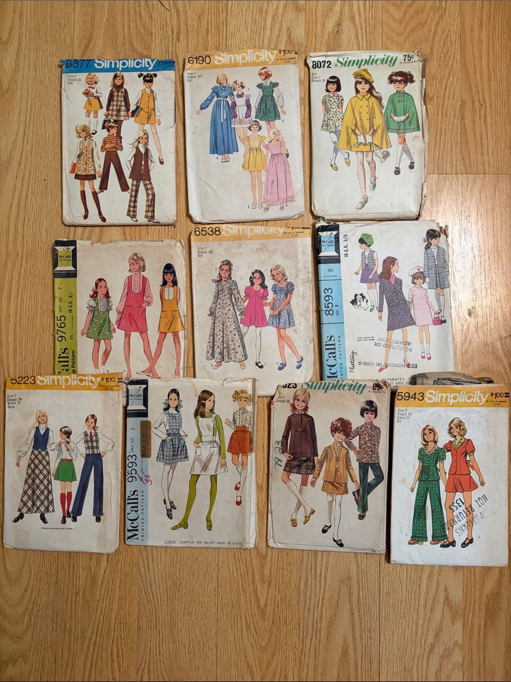MOM’s VTG ‘66-‘74 Girls Sewing Patterns Bundle Lot of 10 Simplicity McCalls Sz 7